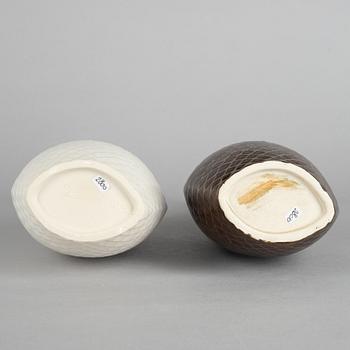 Stig Lindberg, vaser, 2 st, "Fjäll", stengods, prototyper, Gustavsbergs Studio ca 1960.