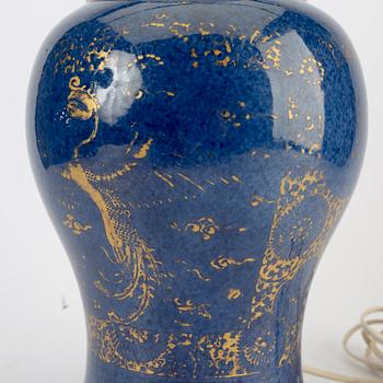 A Chinese 18th century powder blue table lamp.