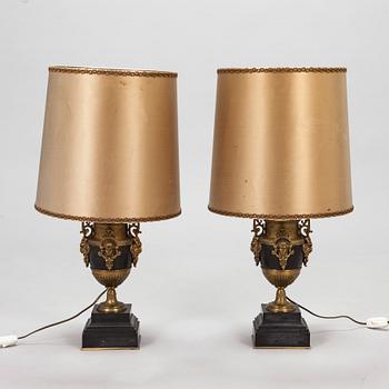 Pair of table lamps, turn of the century 1800/1900.