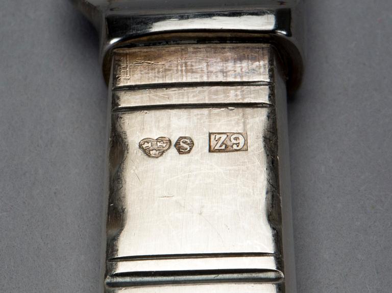 BESTICKSERVIS, silver, 21 delar, "Rosenholm", GAB Stockholm. Vikt ca 96g inkl stålblad. 1960-1980-tal.