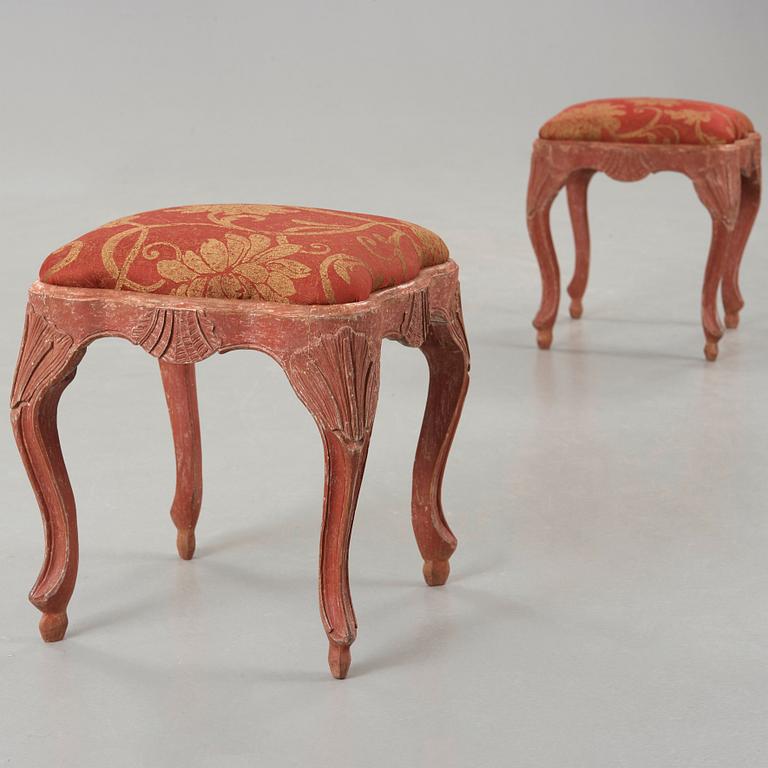 A pair of Swedish Rococo 18th century stools.