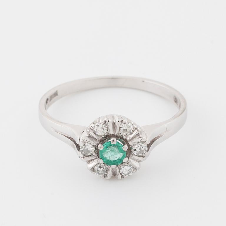 A emerald and brilliant cut diamond ring by Ceson, Göteborg.