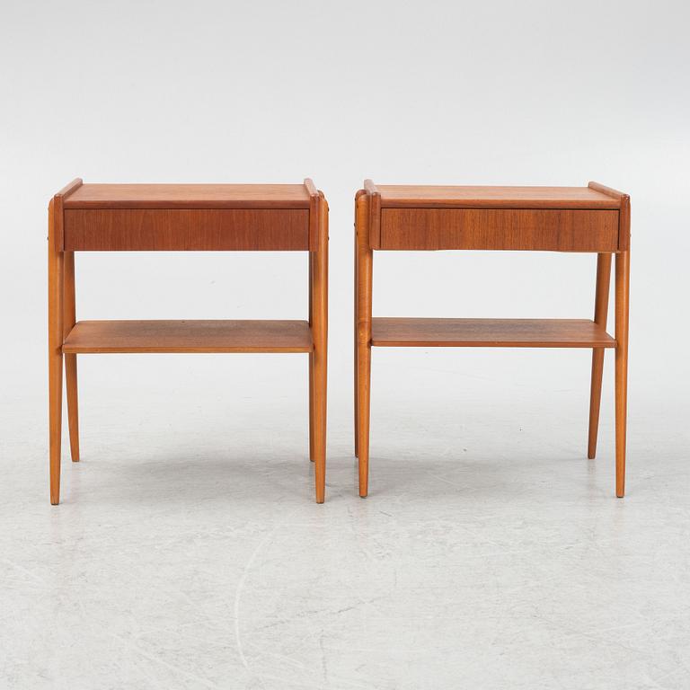 A pair of teak bedside tables, 1950's/60's.