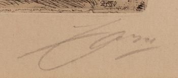 Anders Zorn, a signed etching from 1910.