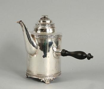 KAFFEKANNA, silver. Gustaviansk. Johan Henrik Leffler, Falun 1809. Vikt tot 671 gr.