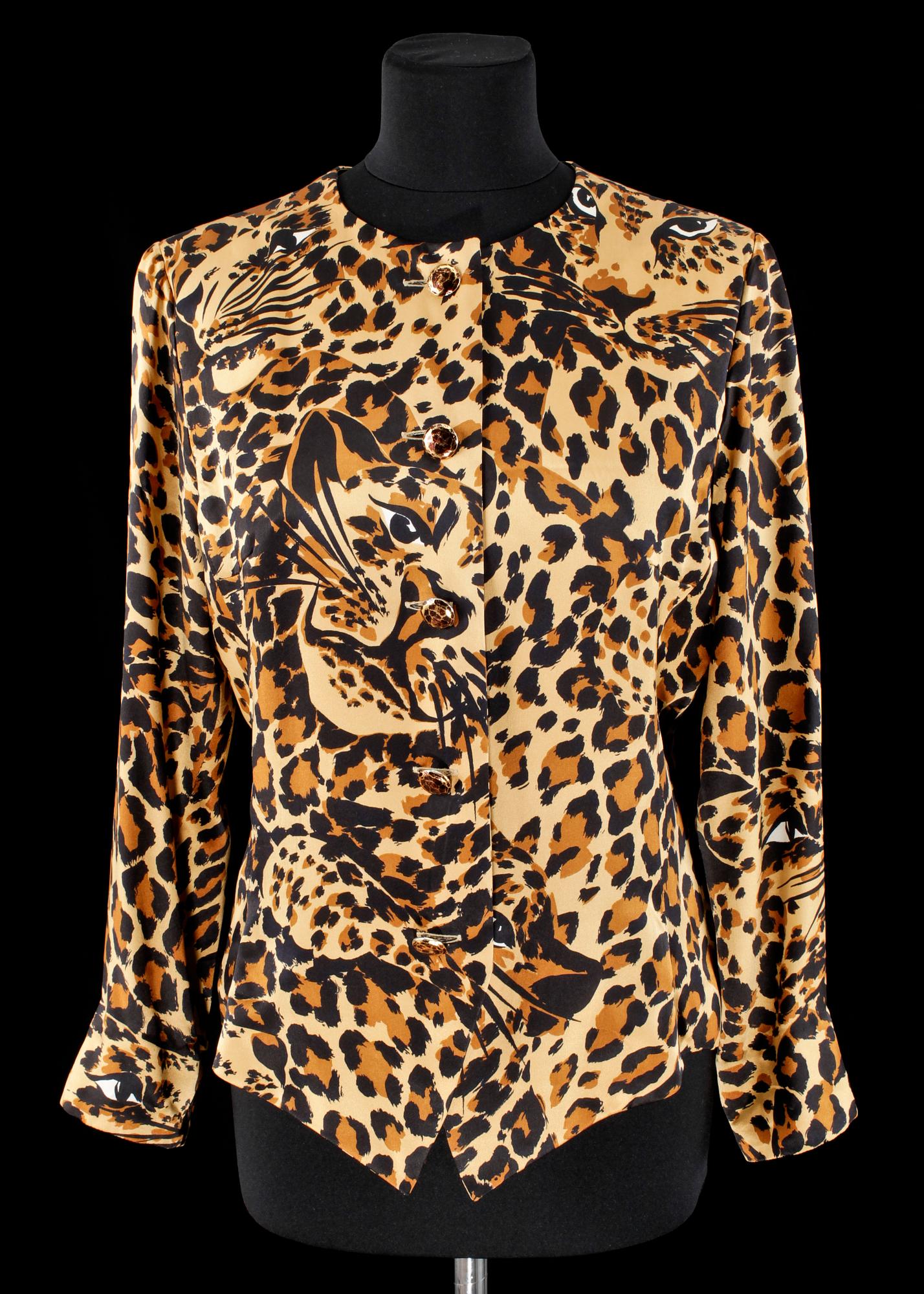 A leopard print silk jacket Spencermodell by Yves Saint Laurent. Bukowskis