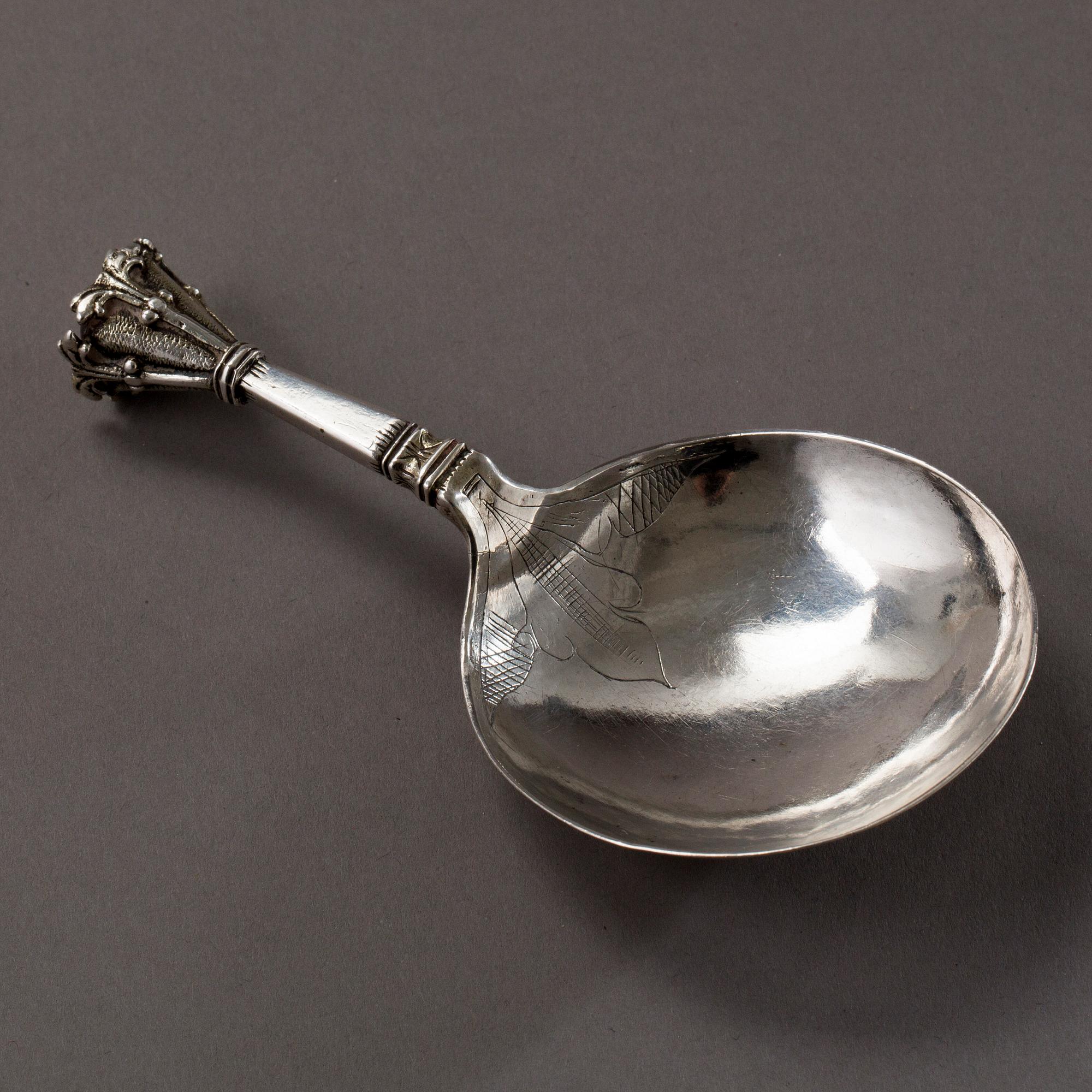 A Scandinavian 16th century silver spoon, unidentified makers mark.