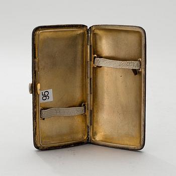 A CIGARETTCASE, silver and enamel, St:Petersburg ca 1900, makers mark N.L.