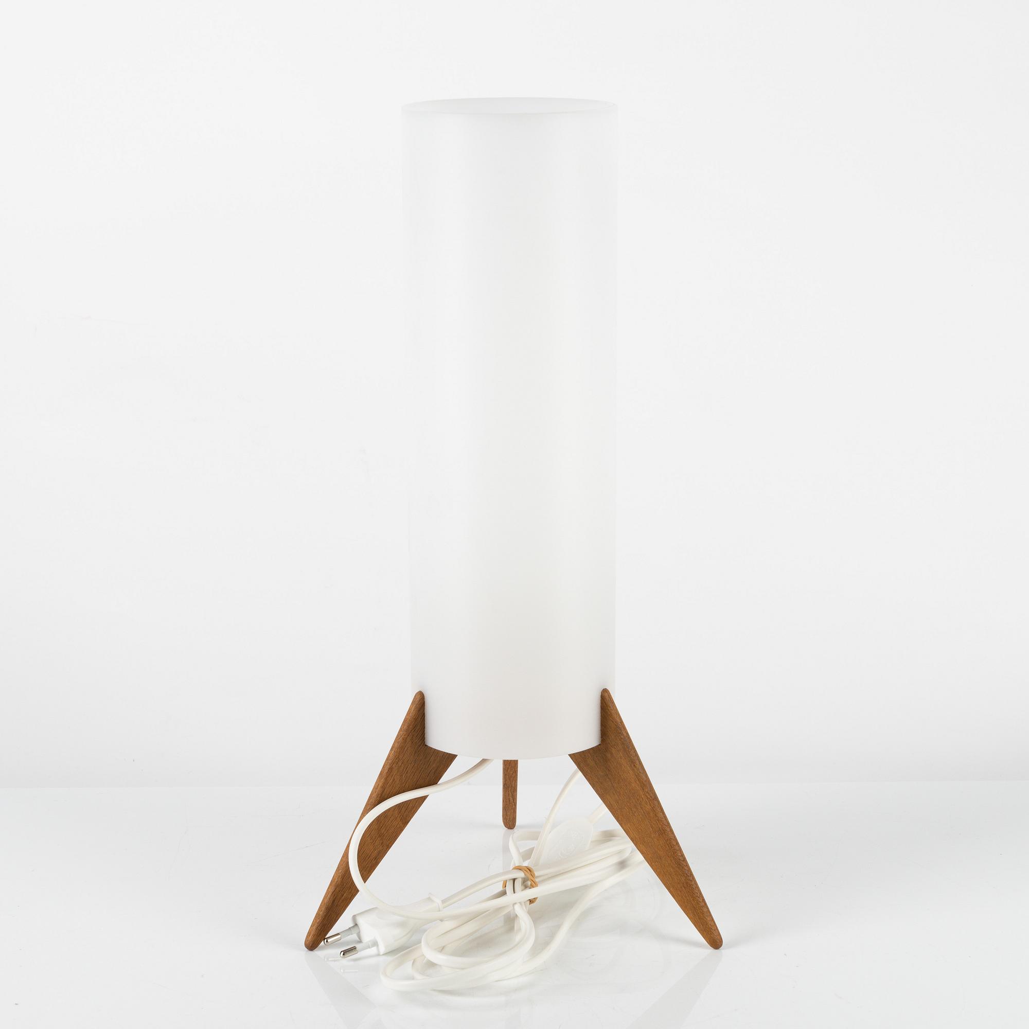Uno & Östen Kristiansson, an oak and acrylic 'Raketen' table light, Luxus, Vittsjö.