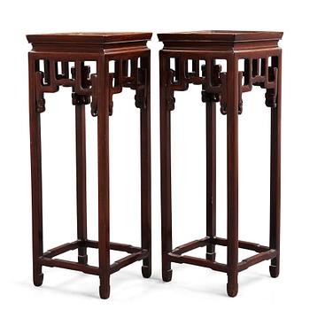 538. A pair of hardwood pedestals, China, first half of the 20th Century.