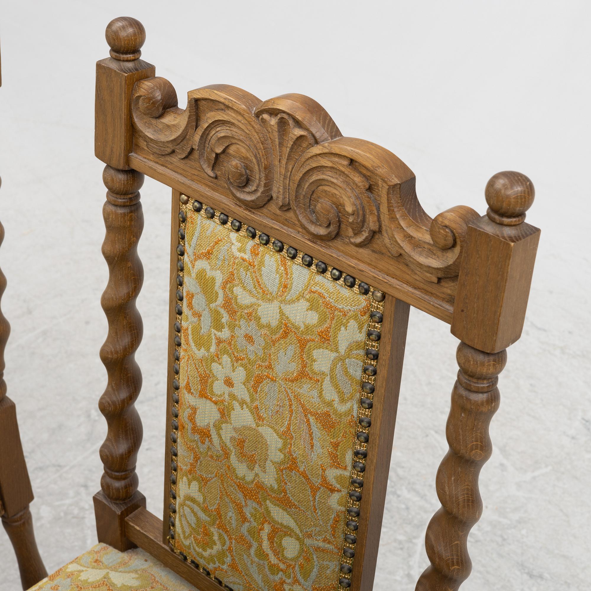 Three Baroque style chairs, 20th century, Alsterbo,.