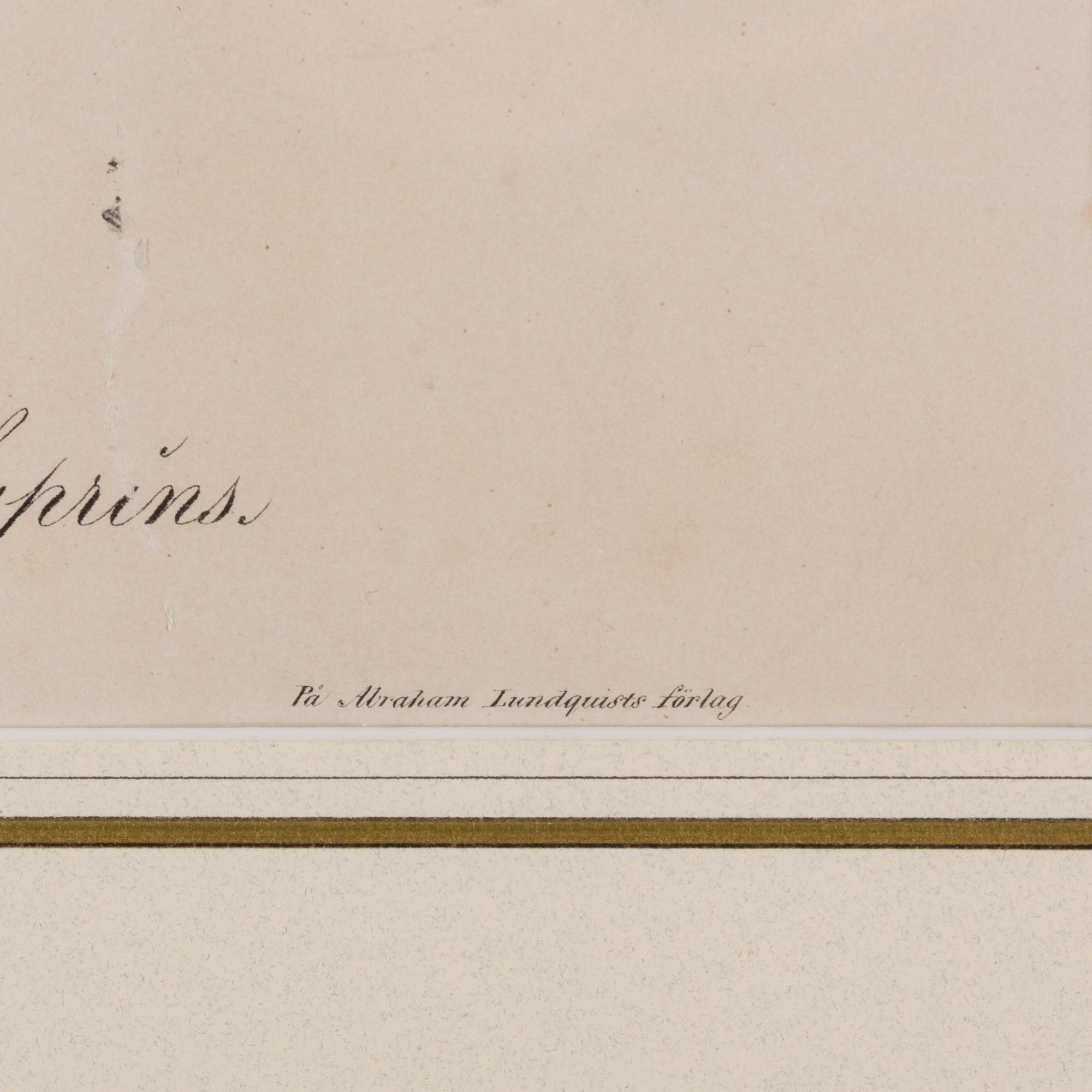 KRONPRINSPORTRÄTT, litografiskt tryck, Oscar II, ca 1840-42.