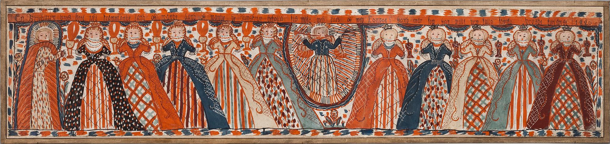 VÄGGMÅLNING, allmoge. Dat. 1820.