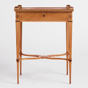 A late Gustavian mahogany table by F. Schalin (master in Stockholm 1797-1817).