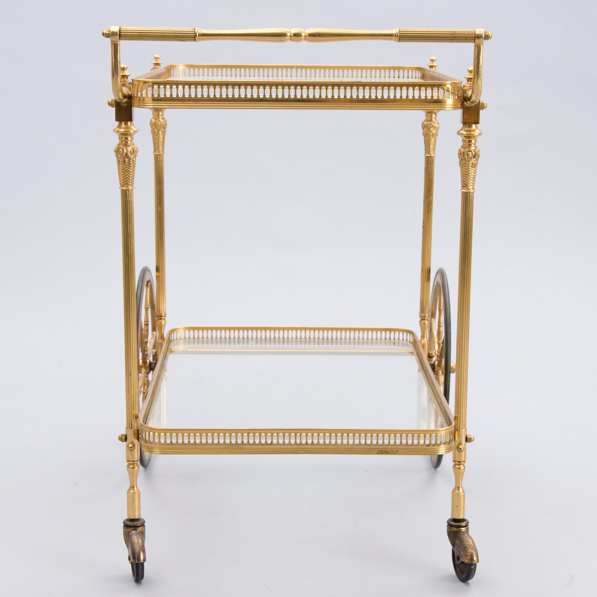 A brass serving trolley from the second half of the 20th Century.