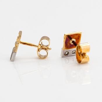 Björn Weckström, Korvakorupari "Silvia", 18K kultaa, timantteja n. 0.12 ct yht. Lapponia.