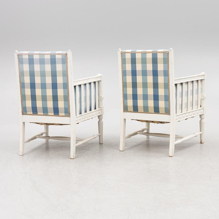 A pair of Gustavian style chairs, late 19th century.