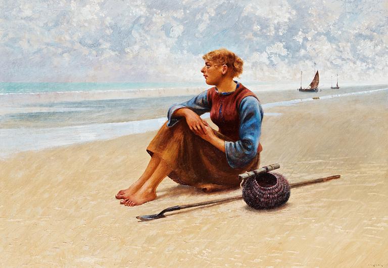 August Hagborg, Fisherwoman on the coast.