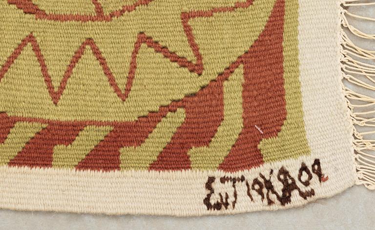 TAPESTRY. Tapestry weave (gobelängteknik). 143,5 x 135,5 cm. Signed EvT19KSAL09.