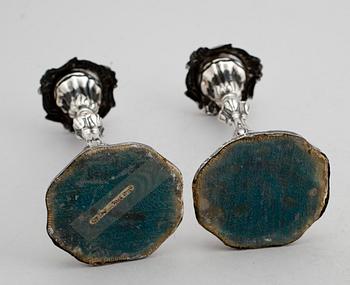 LJUSSTAKAR, 1 par, silver, CT Öhman, Piteå 1854.