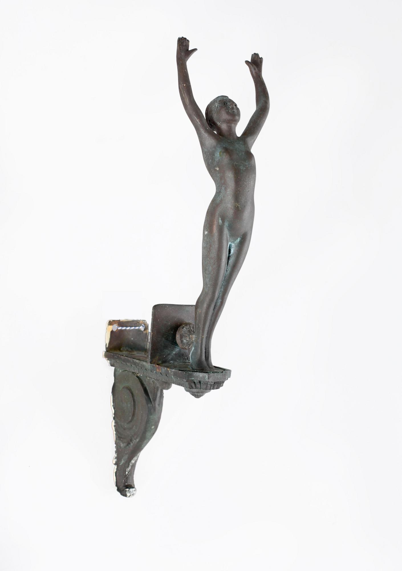 VÄGGLAMPETT, brons, art deco, 1920-tal.