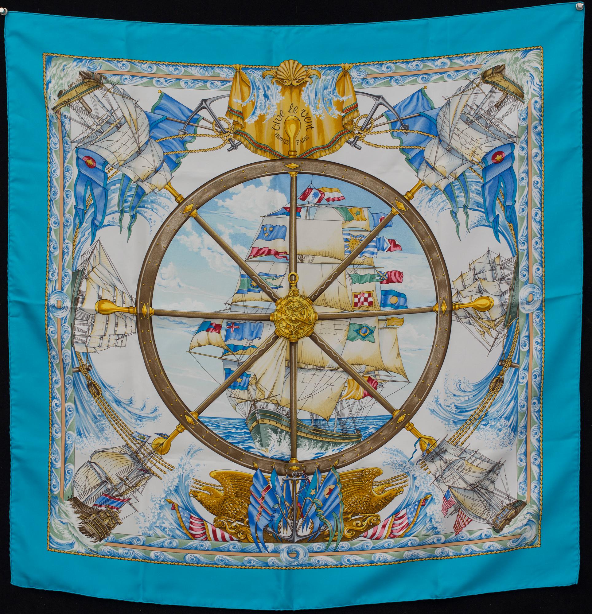 A HermÈs scarf "Vive le Vent".