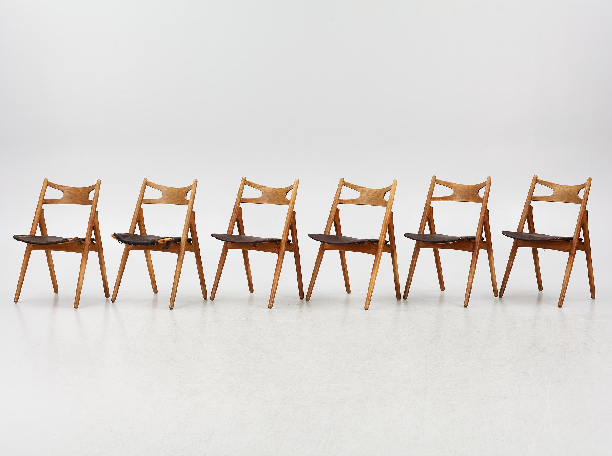Hans J. Wegner, Six model CH-29 chairs Carl Hansen & Søn, mid-20th century.