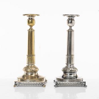 A pair of silver plated candelabra, CG Hallbergs Guldsmeds Ab, Stockholm, first half of the 20th century.