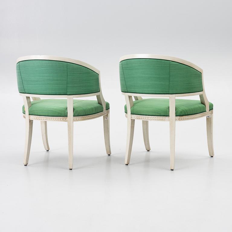 A pair of late Gustavian style armchairs, late 20th Century.