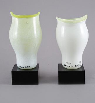 VASER, ett par, glas, Ulrica Hydman-Vallien, Kosta Boda, 1900-talets slut.