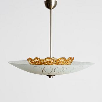 Fritz Kurz, a ceiling lamp model "KD 9711", Orrefors, 1940s.