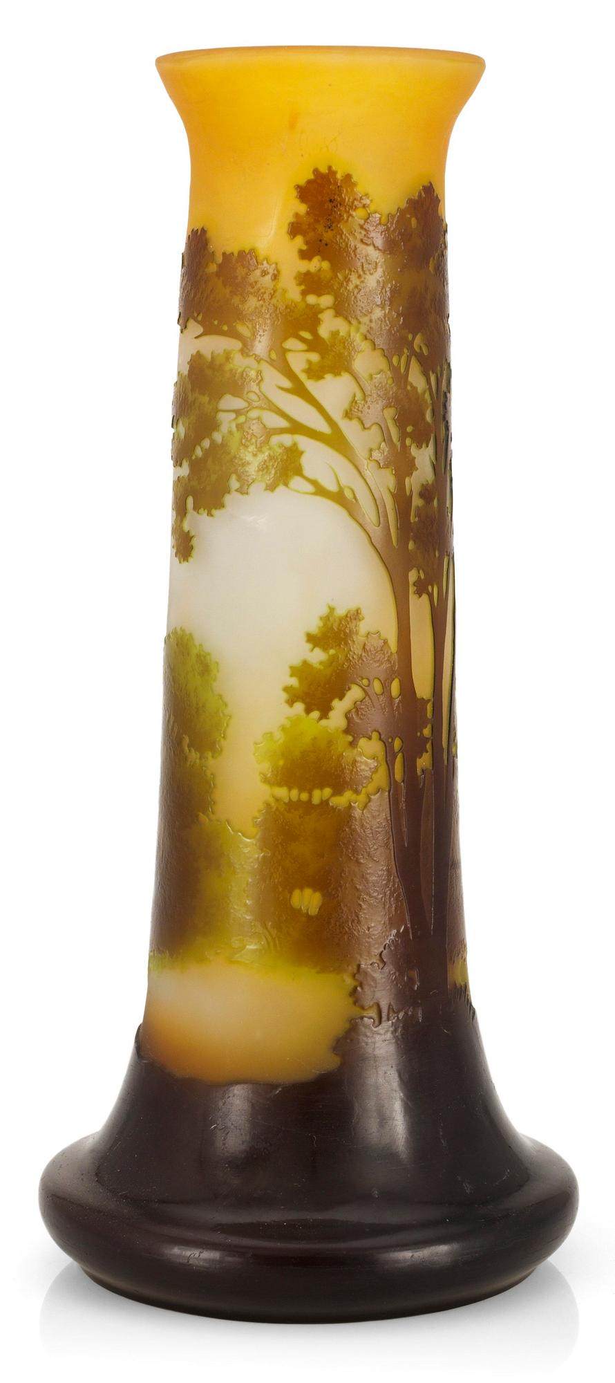 An art nouveau Emile Gallé glass vase, Nancy, France.