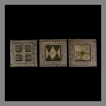 RUT BRYK, SET OF THREE CERAMIC WALL RELIEFS. Signed Bryk.