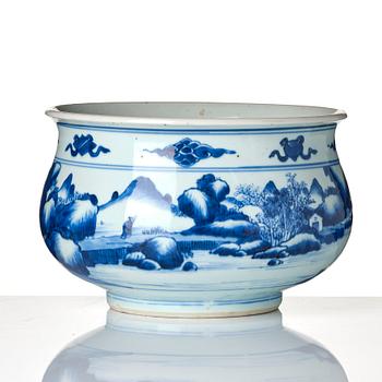 Rökelsekar, porslin. Qingdynastin, Kangxi (1662-1722).