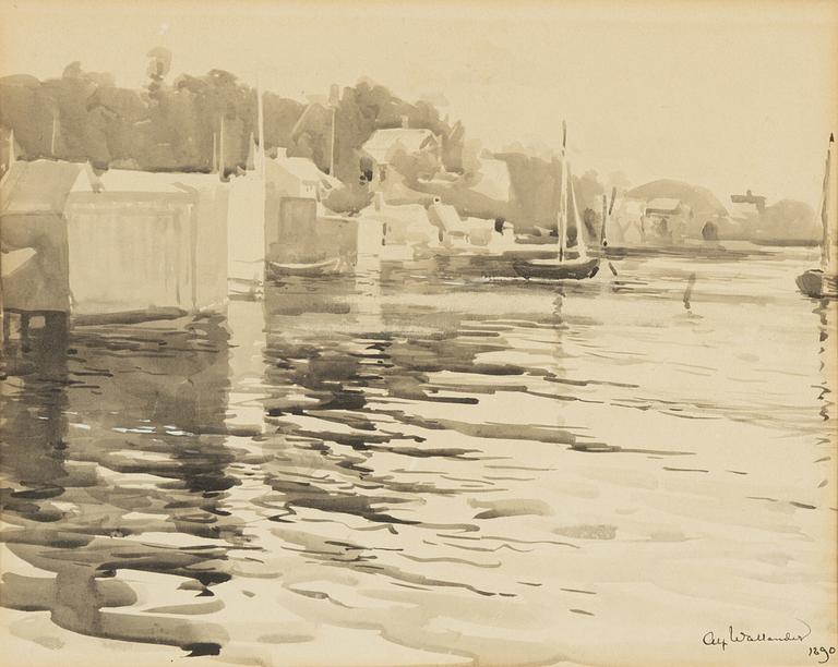Alf Wallander, akvarell, signerad och daterad 1890.