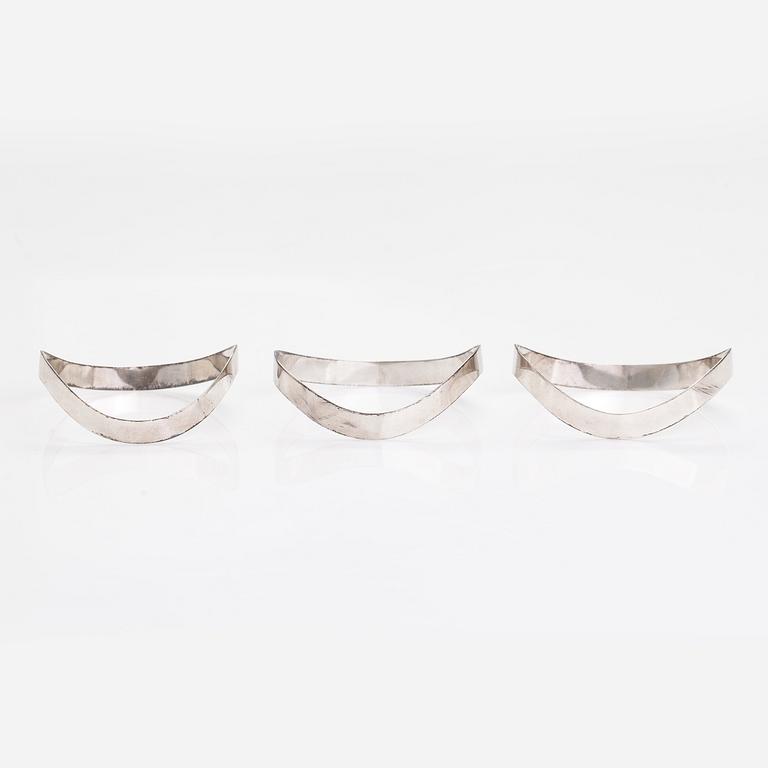 Paula Häiväoja a 3-piece silver bracelet, Pentti Roos, Helsinki, Finland 1967.