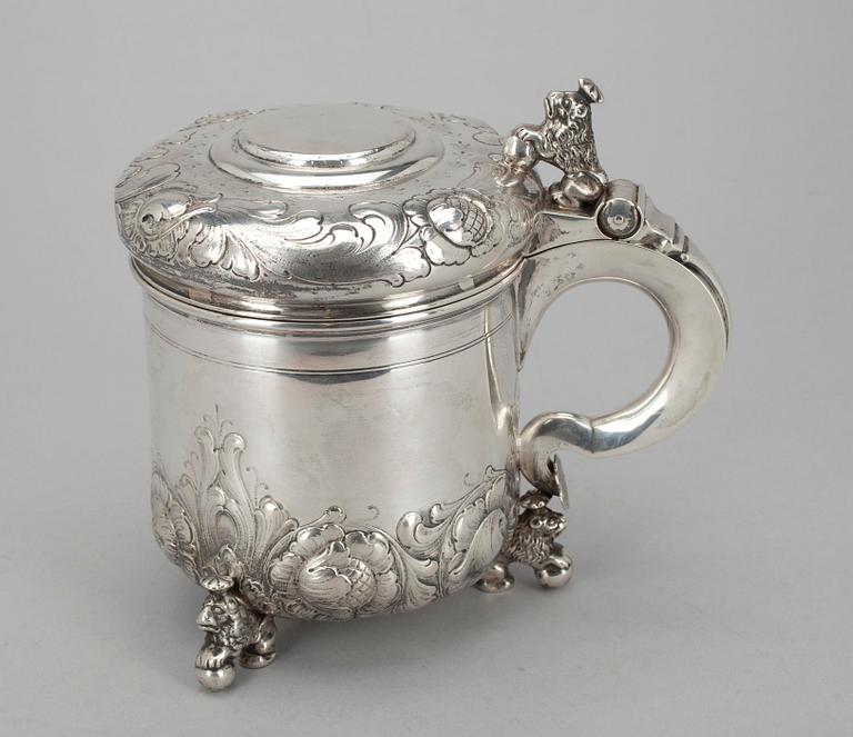 DRYCKESKANNA, silver, Grann & Laglye Köpenhamn, Danmark 1932-60. Tot. vikt ca 994 g.