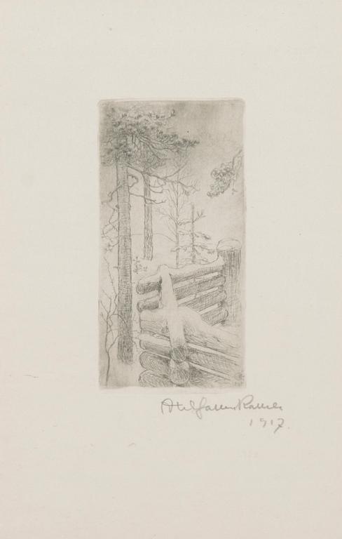 AKSELI GALLEN-KALLELA, Fence, etching.