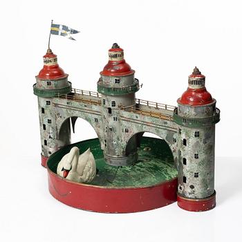 Fleischmann, castle with moat, circa 1910.