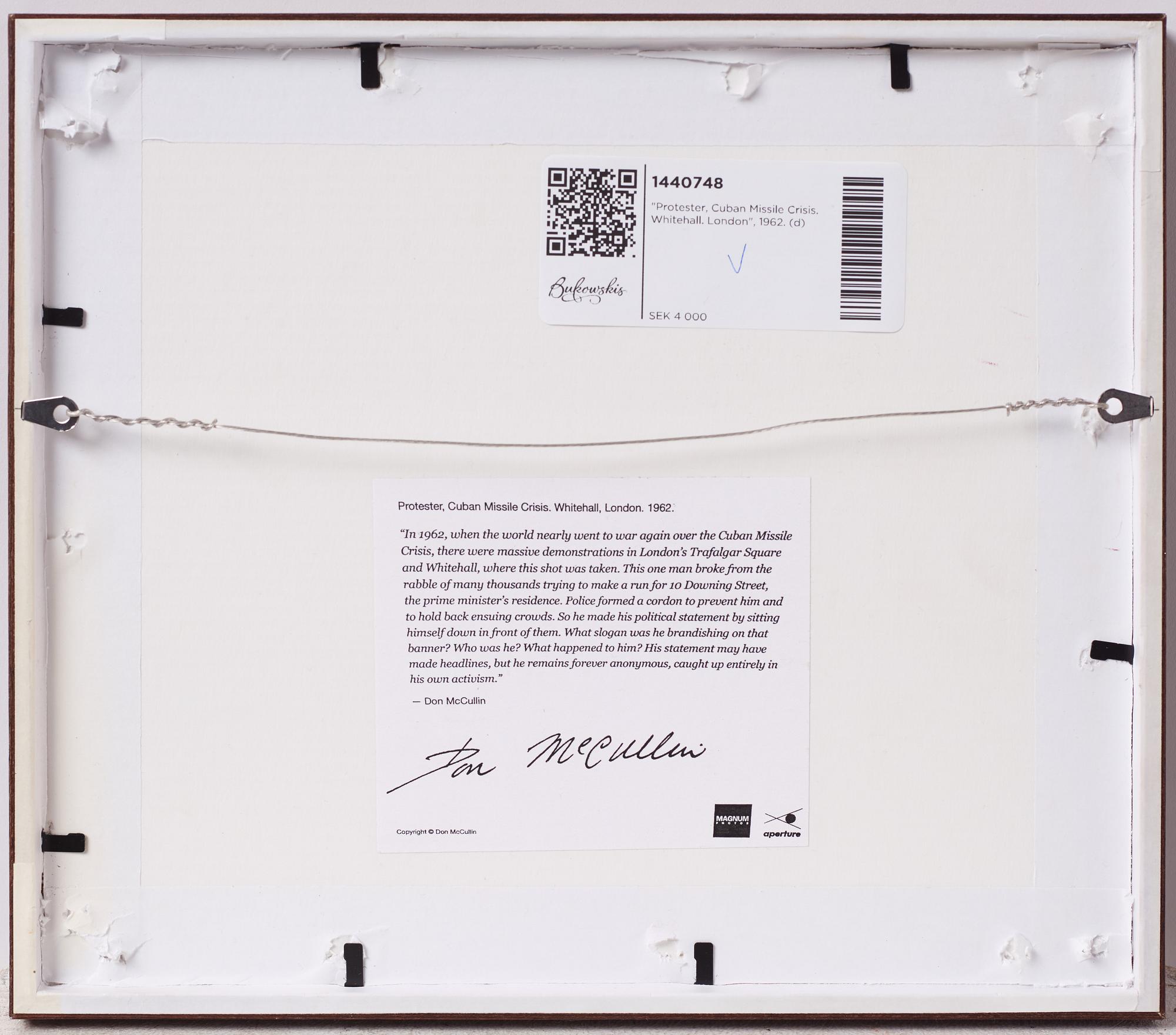 Don McCullin, "Protester, Cuban Missile Crisis. Whitehall. London", 1962.