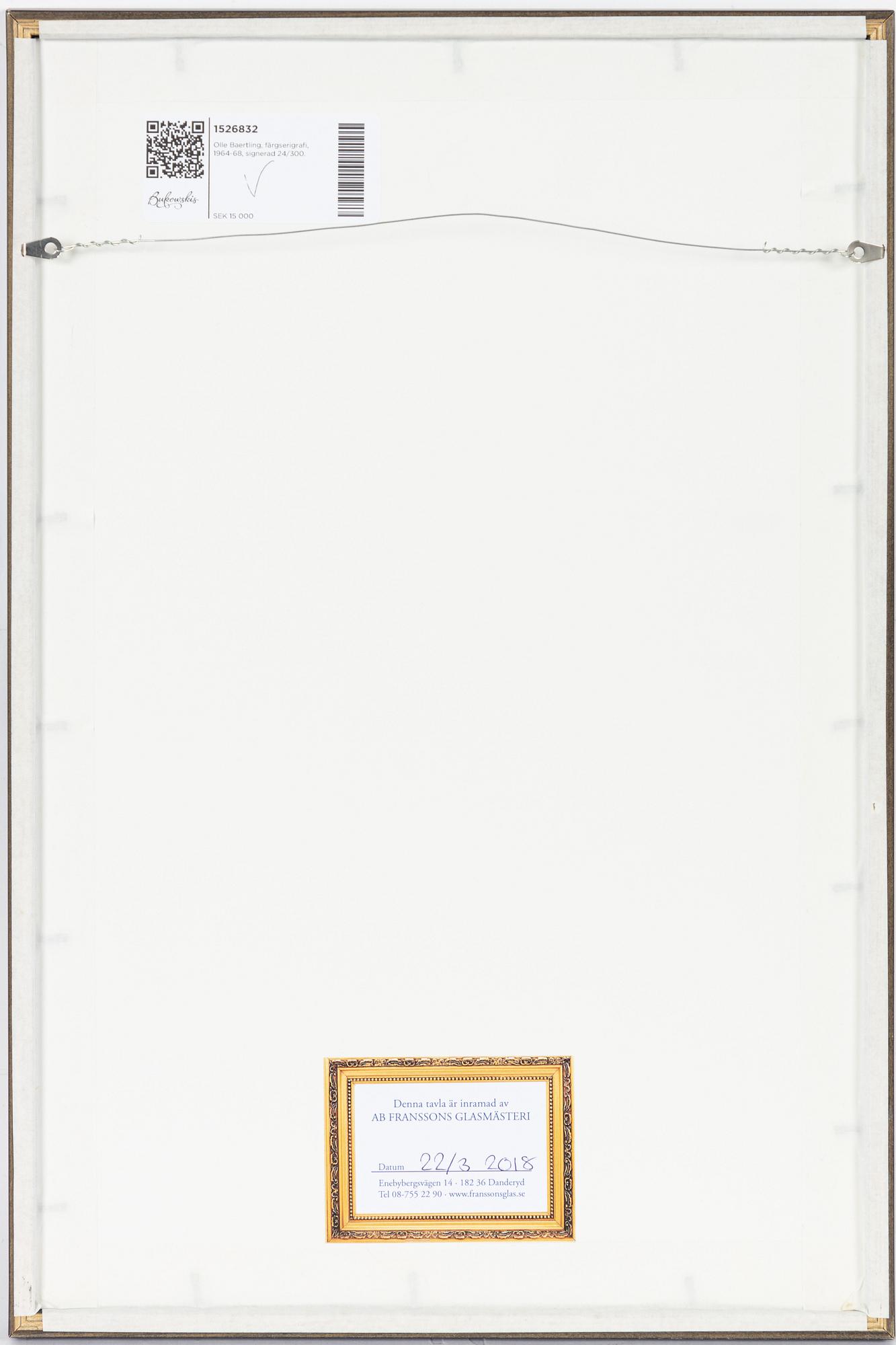 Olle Baertling, färgserigrafi, signerad och daterad 1964-68, samt numrerad 24/300.