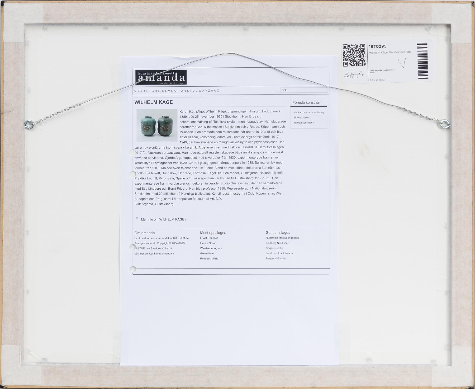 Wilhelm Kåge, På stranden.