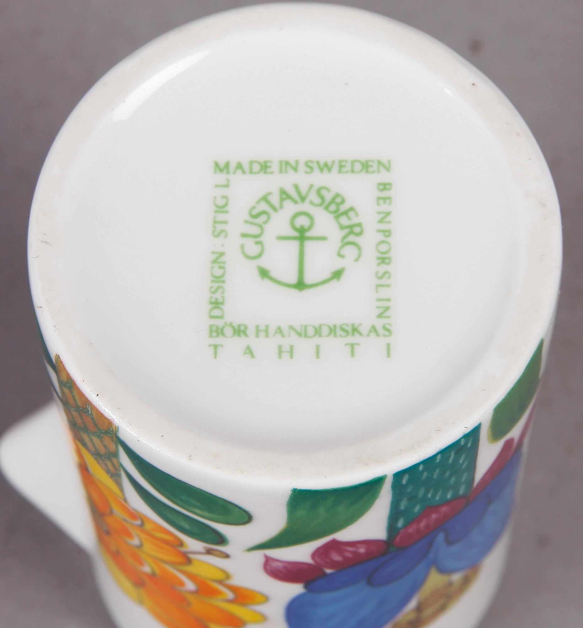 TESERVIS, 10 delar, porslin, "Tahiti", Stig Lindberg, Gustavsberg.