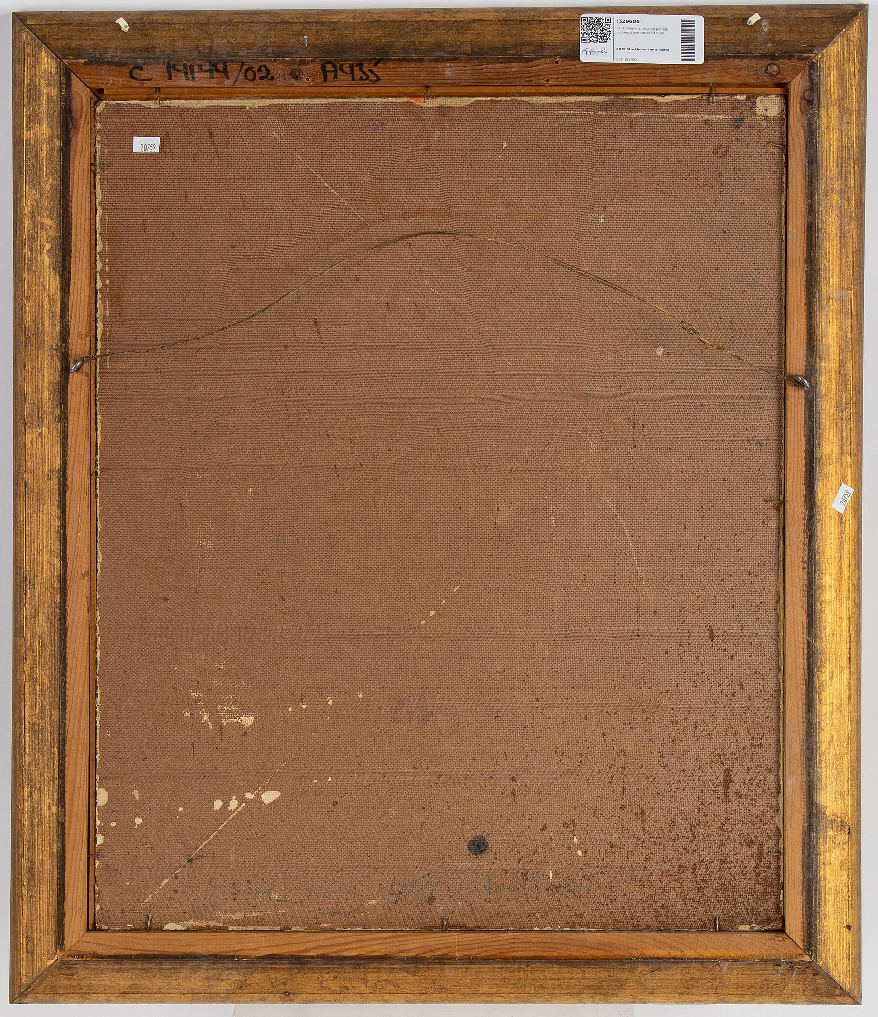 Curt Clemens, oil on panel, signed and dated 1939.