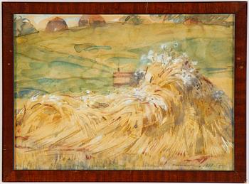 Olle Hjortzberg, watercolour, signed and dated Kummelnäs 1918.