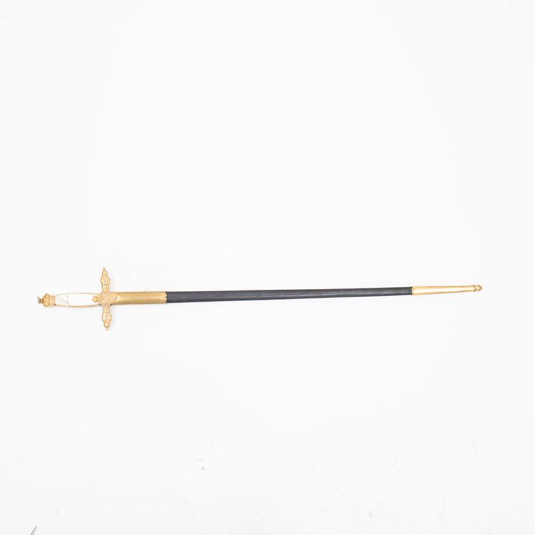 A Swedish small-sword, 19th Century, with scabbard.