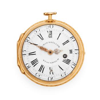 A gold verge pocket watch, Bourdillon, Stockholm, late 18th century.