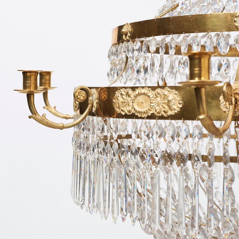 A Swedish Empire 19th century eight-light chandelier.