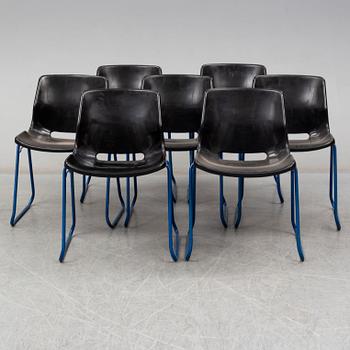 SVANTE SCHÖBLOM, seven stackable 'Clipper' chairs from Overman, 1982.