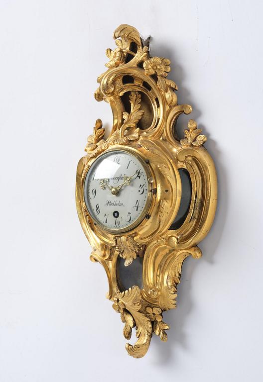 A rococo ormolu cartel clock by D. Herrström (watchmaker in Stockholm 1788-90).